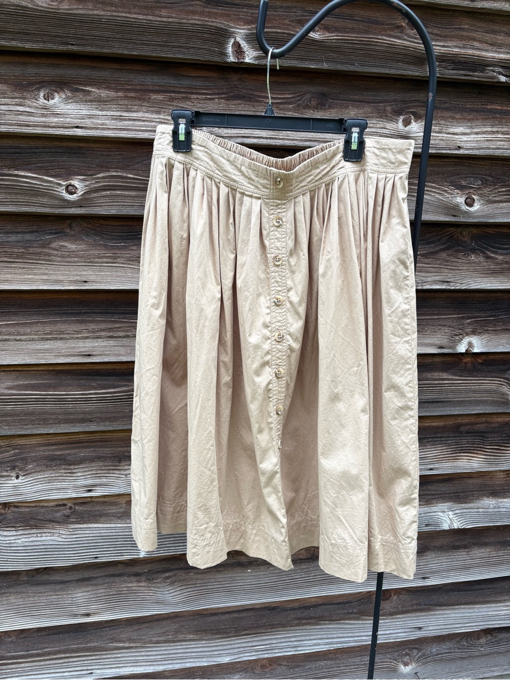J. Crew Factory Beige Button-Front Midi Skirt